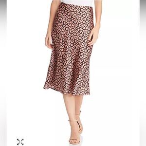 NWTs Cotton Candy LA Leopard Print Satin Midi Skirt Size Small